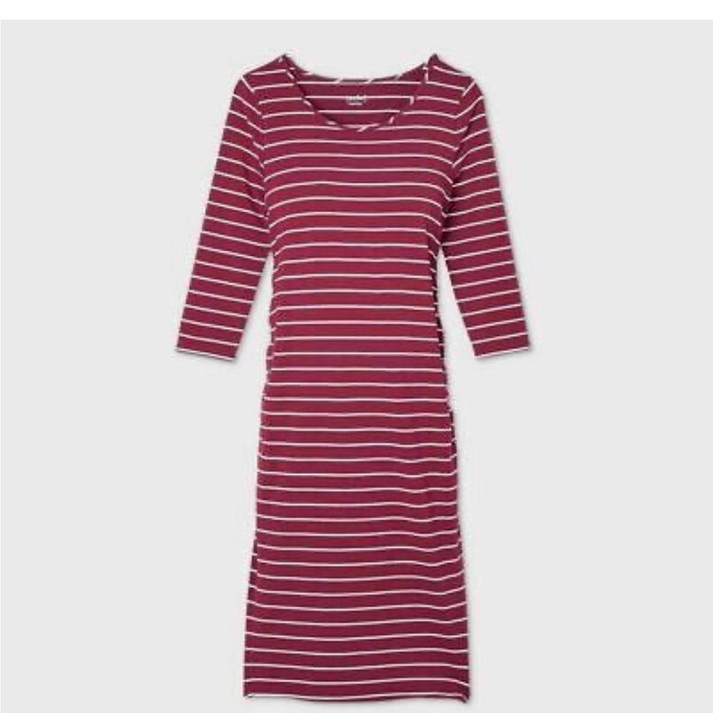 Ingrid & Isabel Striped T-Shirt Maternity Dress  Size L
